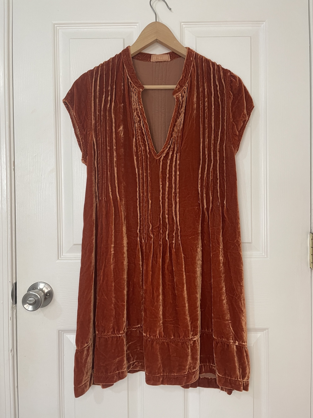 Free People CP Shases Velvet Mini Dress in Rust Size XS